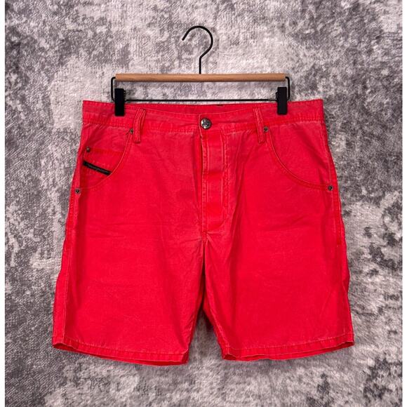 Diesel Swim Trunks 32 x 8 Mens Red Faux Denim Swimwear - Picture 1 of 6